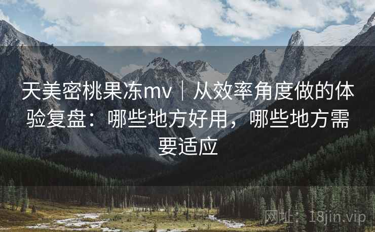 天美密桃果冻mv｜从效率角度做的体验复盘：哪些地方好用，哪些地方需要适应