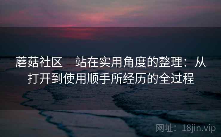 蘑菇社区｜站在实用角度的整理：从打开到使用顺手所经历的全过程