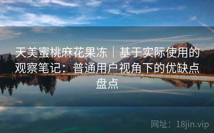 天美蜜桃麻花果冻｜基于实际使用的观察笔记：普通用户视角下的优缺点盘点