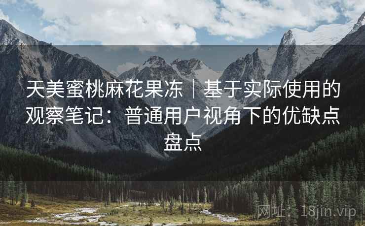 天美蜜桃麻花果冻｜基于实际使用的观察笔记：普通用户视角下的优缺点盘点